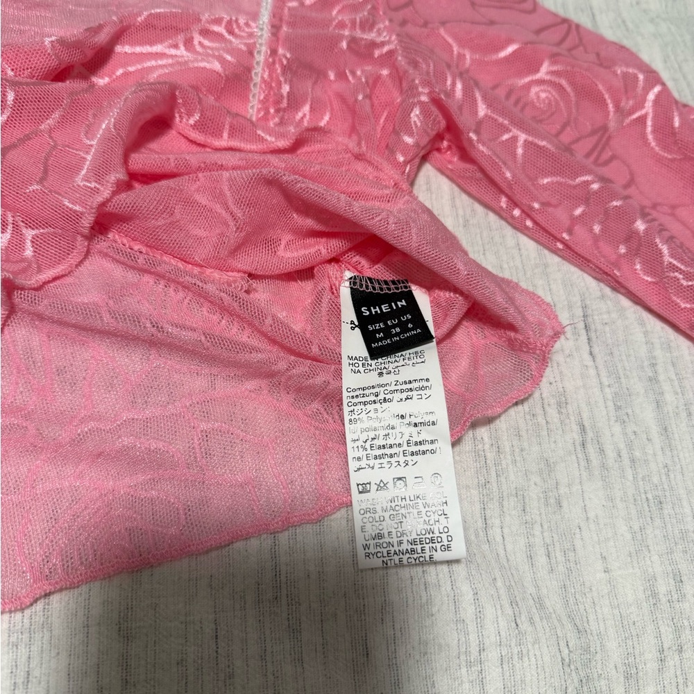 Shein Pink Floral Lace Top and Skirt Set - Medium - Picture 4 of 5